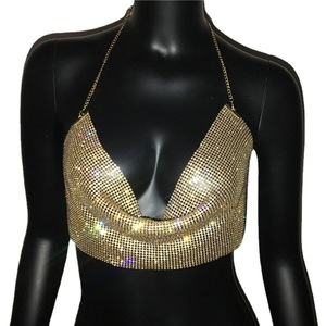 Hot Sale Sexy Halter Rhinestone <strong>Tops</strong> Women Fashion Backless Summer <strong>Festival</strong> Nightclub Wear Cropped <strong>Top</strong> - Product Image 5