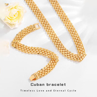 Collier/Bracelet en Chaîne Cubaine Plaqué Or 18K avec Diamants Taillés, Bijoux Unisexe Hypoallergéniques à la Mode