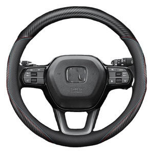 Housse de <span class=keywords><strong>volant</strong></span> de voiture en cuir noir mat en fibre de carbone, design rond de <span class=keywords><strong>37</strong></span> <span class=keywords><strong>cm</strong></span>, dernière génération - Product Image 3