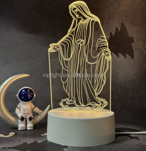 Neue Jesus Kreuz 3D LED Nachtlicht Religiöser Glaube Weihnachten Ostern Raum Dekor Geschenke Jungfrau Maria Illusion Schreibtisch Tisch lampe Nachtlicht - Product Image 2