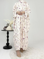 Robe Kimono Islamique de Luxe pour l'été 2026, Robe Musulmane pour Femmes, Imprimé Floral, Modeste, Magnifique Abaya de Dubaï avec Ensemble de Foulards