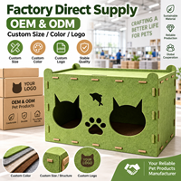 Maison pour chat en feutre et bois, abri intérieur pour animaux de compagnie, lit pour chat durable avec plateforme de repos supérieure, OEM personnalisé, vente en gros