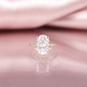 OL1481 Abiding Factory Wholesale Bague en <span class=keywords><strong>or</strong></span> 14K <span class=keywords><strong>18K</strong></span> pour femme, avec moissanite taille ovale glacée de 9x13mm et 5,5 carats, en <span class=keywords><strong>or</strong></span> 585 <span class=keywords><strong>750</strong></span> - Product Image 1