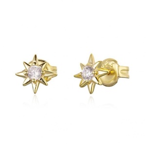 Boucles d'oreilles clous ROXI minimalistes en forme d'étoile octogonale en diamant, argent sterling S925 pour femmes - Product Image 1