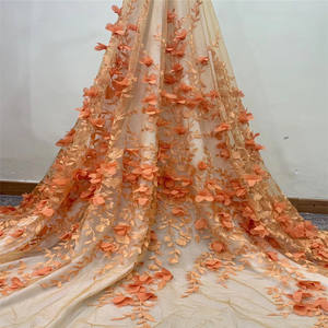 Robe de soirée en dentelle multicolore, motif floral, 3d, à la mode, pour banquet, broderie, tissu - Product Image 1