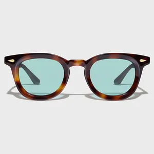 Yeetian Acetato Óculos High End Round Cat Eye Homens Marca De Luxo Wayfaring Tartaruga Personalizado Acetato Óculos De Sol Mazzucchelli