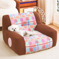 Großes Weiches Plüsch-Haustierbett für Hunde und Katzen Cartoon Indoor-Haustiercouch mit Stützenden Armlehnen Individuelles Logo