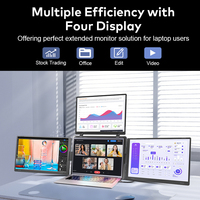 FOPO S788 Moniteur Quadri-Écran Portable 16 Pouces, Triple Extension d'Écran pour Ordinateur Portable, Connexion à Câble Unique