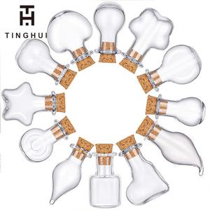 Bouteilles en verre transparentes à large ouverture, vides, décoratives, pour messages de vœux, avec bouchon en bois - Product Image 1