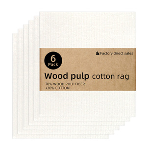 Lot de 6 chiffons de nettoyage de cuisine en coton et pulpe de bois, 70 % fibres de pulpe de bois, 30 % coton - Product Image 1