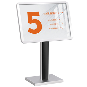 Support de signalisation sur pied en aluminium BOZE robuste 50x70 60x80cm, support d'affichage au sol en métal, panneau d'information stable chromé - Product Image 1