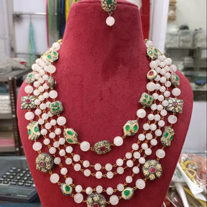 Nouveaux bijoux indiens perles antiques verre verre de haute qualité perles multicolores cinq couches mala fait à la main produit en vrac collier - Product Image 1