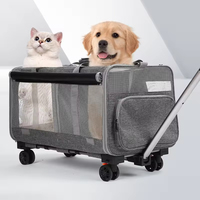 Poussette pour animaux de compagnie de voyage à côtés souples portable avec roues pliable sac de transport pour chien de grande capacité