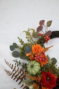 Couronne d'automne artificielle personnalisée en gros, décoration florale ronde, couronnes d'automne - Product Image 6