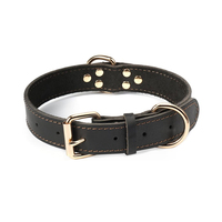 Collier pour chien en cuir véritable personnalisé économique avec boucle, style simple, rembourré, doublure en fourrure, motif uni, IPeti