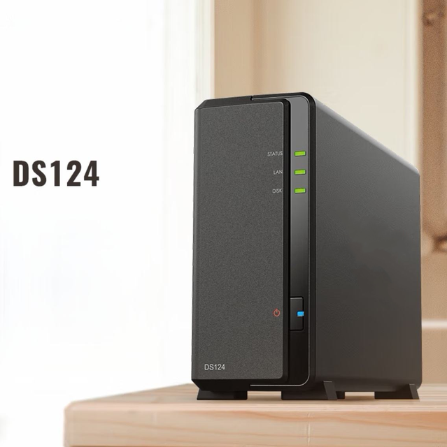 Brand New DS124 Compact NAS 44x430.5457.5mm with 100-240V AC Product Type ICs Black Color NAS Server Storage
