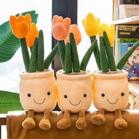 Mainan Tanaman Plush Tulip Kreatif Mia dalam Pot untuk Dekorasi Rumah Hadiah Ulang Tahun Sahabat
