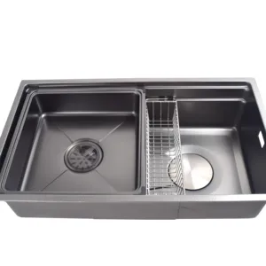 Undermount 3D Honeycomb Pattern-Round Strainer -black Handmade Smart Stainless Steel Kitchen Sink