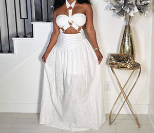 Viviblook Z108ST02 Women Valentine Clothes <b>Strapless</b> Straps <b>With</b> Padding Halter <b>Top</b> Skirt Plus Size Two Piece Set - Product Image 3