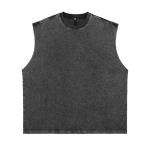 Camiseta sin mangas con gráfico para hombre, chaleco informal de algodón lavado con estampado de calle para entrenamientos, Material de poliéster Spandex - Product Image 1