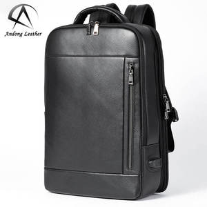 Sacs à dos en cuir Andong pour hommes, cuir de vache véritable, sac à bandoulière simple, sac à dos de mode pour affaires, grande capacité, 6748 - Product Image 1