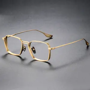 最新デザインマニュアル近視ピュアチタンレトロフルフレームポリゴンブロンズヴィンテージ眼鏡光学眼鏡フレーム