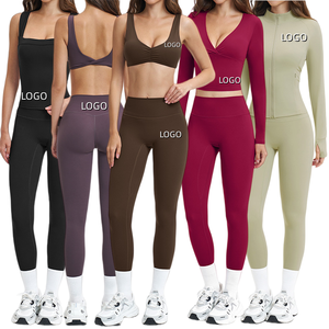 Set Sportivo Personalizzato con LOGO, Pantaloni Larghi con Zip, Abbigliamento Versatile per Fitness, Corsa e Ciclismo, Set <span class=keywords><strong>3</strong></span> Pezzi - Product Image 2