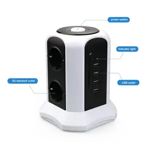 Europe Universal Pop Multi-Socket mit 4 USB-Anschlüssen, 2 m Verlängerung kabel Smart Power Strip 6-Wege-Steckdosen Überspannung schutz