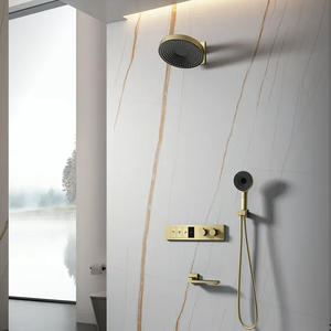 Modern verchroomd wandgemonteerd douchesysteem uit 2025 met regendouchekop en handdouche, ingebouwde douchemengkraan - Product Image 3