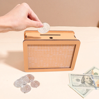 Tirelire personnalisable avec logo, en bois, pour dollars américains, tirelire à chiffres, cadeaux originaux, décoration d'intérieur, tirelire en francs