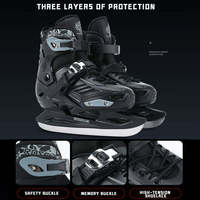 Patins à glace récréatifs avec embout anti-collision, système de laçage rapide et boucle, intérieur lavable, pour jeunes et adultes