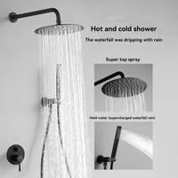 Système de douche mural noir mat de 10 pouces pour salle de bain best-seller Ensemble de pluie mixte dissimulé et pommeau de douche