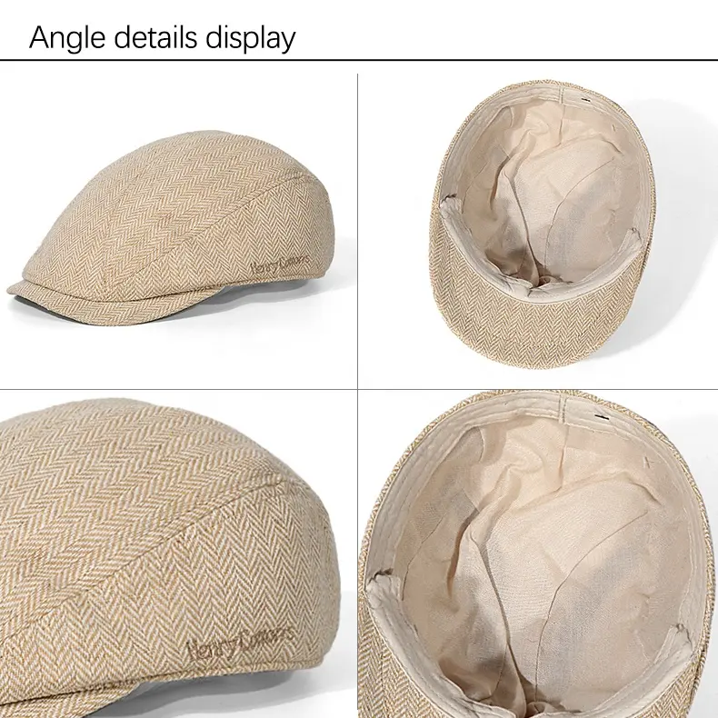 Chapéus de cabineiro britânico de ajuste suave para homens, boina lisa com logotipo bordado personalizado, chapéu de hera
