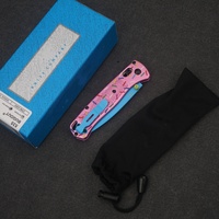 Cuchillo de Camping BM 535 Bugout, Mango de Aleación de Aluminio, Hoja Plana Azul con Borde de Acero S30V, Punta de Lanza, 19 cm, 0.3 mm de Grosor, Apertura Manual