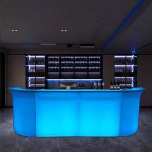 סט שולחן בר גדול מודרני עם תאורת לד, מתאים לשימוש חיצוני, דלפק בר נייד, ריהוט מפלסטיק עם הרכבה עצמית חינם - Product Image 2