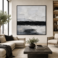 Peinture abstraite texturée noire et blanche sur toile de plâtre pour la décoration intérieure d'hôtel, de bureau, de villa
