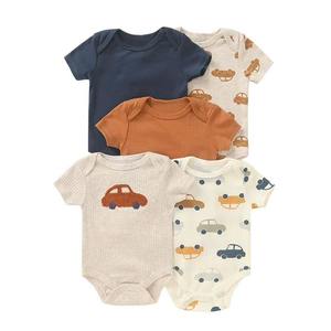 Paquete de 5 Bodys de Manga Corta para Bebé, Algodón Transpirable, Conjunto de Mamelucos con Estampado Lindo para Recién Nacidos de 0 <span class=keywords><strong>a</strong></span> 12 <span class=keywords><strong>Meses</strong></span> - Product Image 1