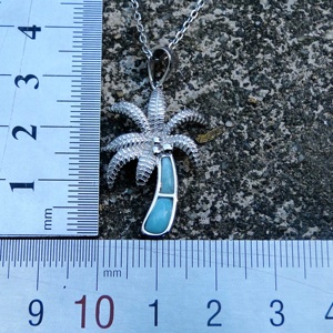 2019 Newest 925 Silver Pendant Palm Tree Natural <strong>Larimar</strong> <strong>Jewelry</strong> - Product Image 2
