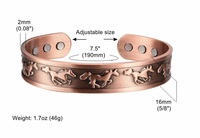 Ensemble de bijoux en cuivre pur, bracelets magnétiques en forme de cheval, bagues, énergie et santé, réglables, pour hommes, style vintage, manchette ouverte, redimensionnable
