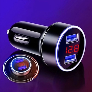 Pantalla LCD 12-24V 3.1A Toma de cigarrillos del coche Encendedor Dual <span class=keywords><strong>USB</strong></span> PD 2 puertos Teléfono Adaptador de cargador de coche de carga rápida para IPhone - Product Image 1