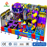 Parc d'attractions intérieur amusant avec trois toboggans ondulés, trampoline, thème spatial, équipement de jeu intérieur pour enfants, fabricant