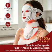Masque LED à lumière rouge pour le visage et le cou avec couverture pectorale, appareil de luminothérapie portable pour la routine de soin de la peau