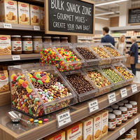Boîte et bac en plastique PC pour céréales, bonbons et aliments en vrac avec pelle, pour supermarchés et magasins de détail