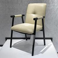 Chaise de salle à manger moderne en cuir avec dossier rembourré et assise profonde, mobilier de restaurant de qualité commerciale pour hôtel, café, bistrot
