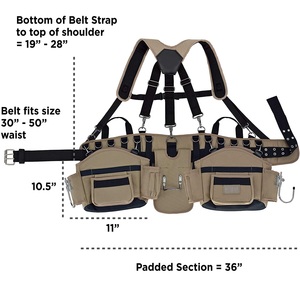 Sac à outils professionnel en toile robuste pour charpentiers avec ceinture de taille et bretelles, grande capacité, 4 à 6 compartiments, utilisation en extérieur - Product Image 2