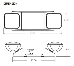 Lumière d'urgence à LED avec batterie de secours, deux têtes réglables, éclairage d'urgence commercial, 120-277v, fixations de sortie câblées - Product Image 2