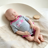 18 Zoll Vollsilikon Reborn Baby Puppe Realistische Lebensechte Neugeborenen-Puppe Weiche Massive Silikon-Begleiterpuppe Geschenk für Kinder