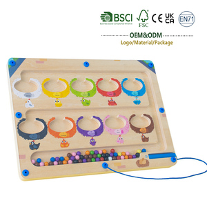 Juguetes Montessori, <span class=keywords><strong>Juego</strong></span> de Laberinto de Reconocimiento de Números y Letras de Doble Cara, Tablero de Clasificación de Colores y Conteo, Juguetes de Madera para Niños - Product Image 1