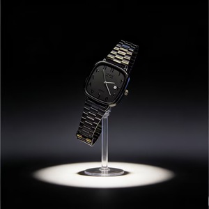 Montre pour homme SABR carrée avec affichage de la date, mouvement à quartz, bracelet en acier inoxydable noir, résistante à l'eau, chiffres arabes - Product Image 5