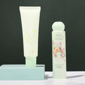 Tube de crème pour les mains vert pastel de 50 ml, double style, avec bouchons rotatifs côtelés en forme de gourde, emballage de tube de crème pour les mains - Product Image 1